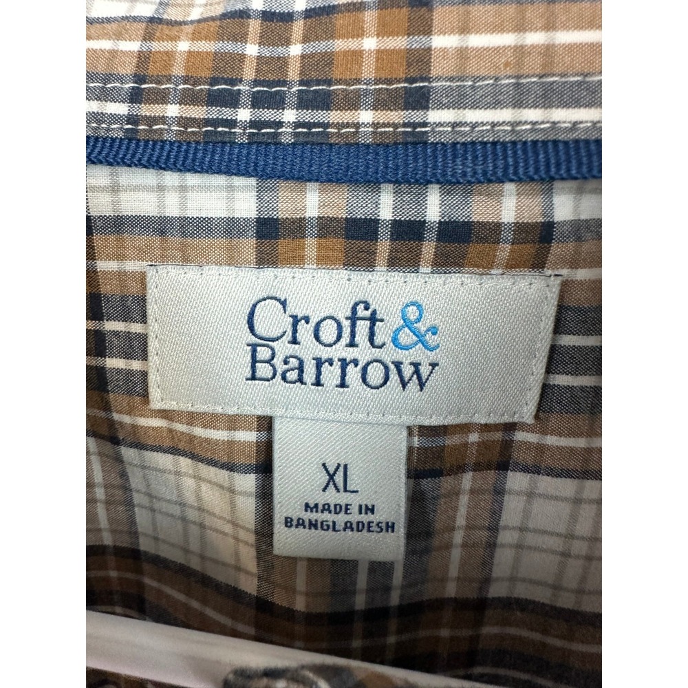 Croft Barrow Shirt Mens XL Plaid Non-Iron Classic Fit Button Down Preppy - Picture 3 of 8